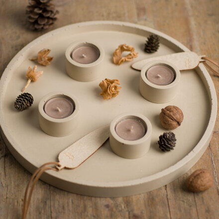 Svietnik na čajovú sviečku Marble, set 4 ks – pieskový